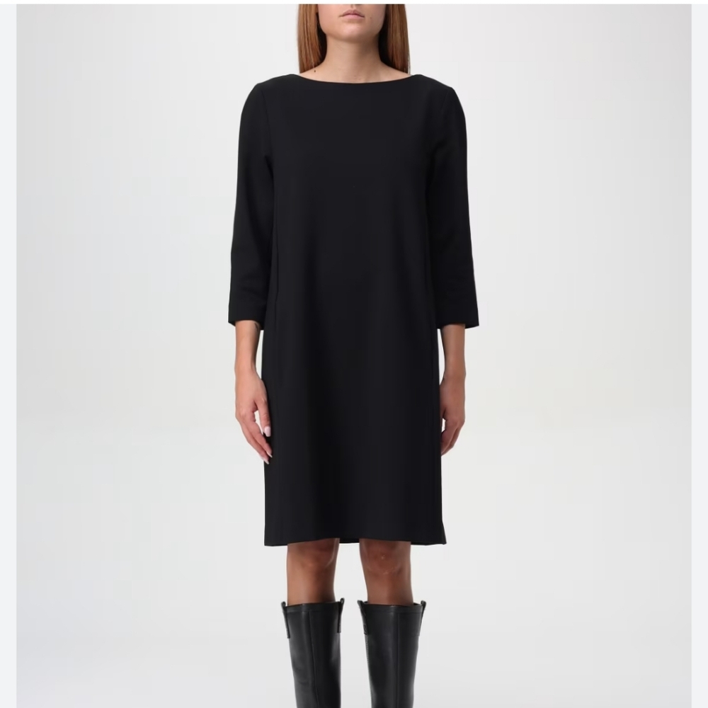 Liviona Conti Chic Black Dress with 3/4 Sleeves